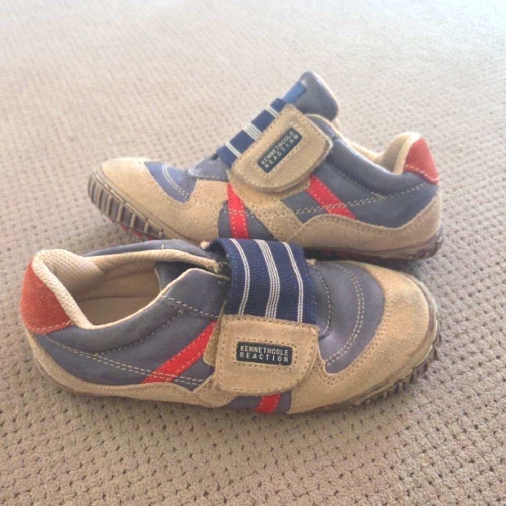 Kenneth Cole Reaction Blue and Red Sneakers with Velcro Straps